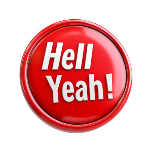 Hell Yeah Button Vinyl Car Decal Sticker – Waterproof & UV-Resistant 8"