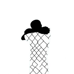 Hugging Fence Pictogram Vinyl Car Decal Sticker – Waterproof & UV-Resistant 8"