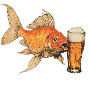 Gold Fish Beer Vinyl Car Decal Sticker – Waterproof & UV-Resistant 8"