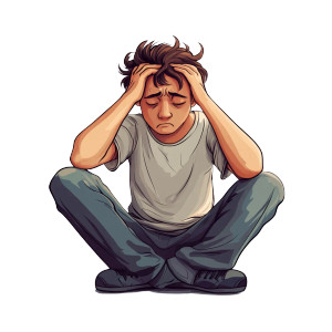 Depressed Cartoon Man Vinyl Car Decal Sticker – Waterproof & UV-Resistant 8"