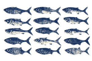 Stylized Sardines Print Vinyl Car Decal Sticker – Waterproof & UV-Resistant 8" Stylized Sardines Print Vinyl Car Decal Sticker – Waterproof & UV-Resistant 8"