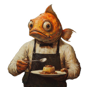 Fish Waiter Portrait Vinyl Car Decal Sticker – Waterproof & UV-Resistant 8"