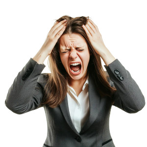 Stressed Businesswoman Screaming Vinyl Car Decal Sticker – Waterproof & UV-Resistant 8"