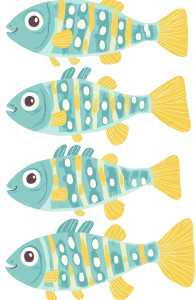 Striped Nautical Fish Vinyl Car Decal Sticker – Waterproof & UV-Resistant 8"