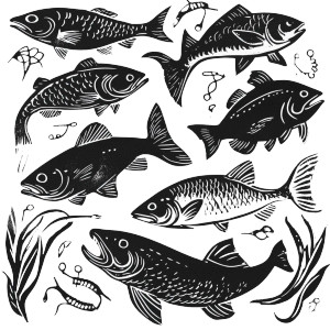 Linocut Fish Collection V2 Vinyl Car Decal Sticker – Waterproof & UV-Resistant 8" Linocut Fish Collection V2 Vinyl Car Decal Sticker – Waterproof & UV-Resistant 8"