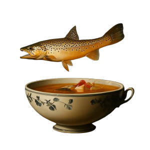 Jumping Trout Soup Vinyl Car Decal Sticker – Waterproof & UV-Resistant 8"