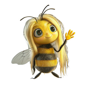 Blonde Bee Waving Vinyl Car Decal Sticker – Waterproof & UV-Resistant 8"