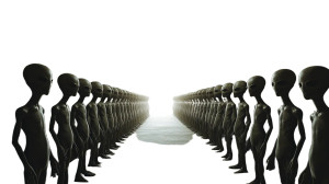 Faceless Alien Gathering Vinyl Car Decal Sticker – Waterproof & UV-Resistant 8"