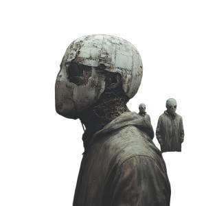 Dystopian Hooded Figures Vinyl Car Decal Sticker – Waterproof & UV-Resistant 8"