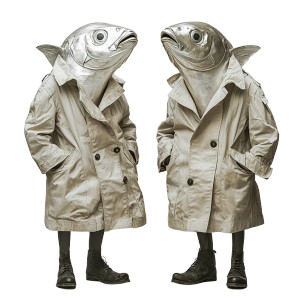 Silver Fish Trenchcoat Vinyl Car Decal Sticker – Waterproof & UV-Resistant 8"