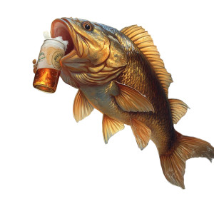 Fish Drinking Beer Vinyl Car Decal Sticker – Waterproof & UV-Resistant 8"