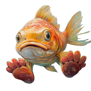 Fish With Paws Vinyl Car Decal Sticker – Waterproof & UV-Resistant 8"