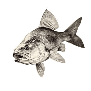 Red Drum Fish Drawing Vinyl Car Decal Sticker – Waterproof & UV-Resistant 8"