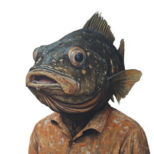 Grouper Fish Man Vinyl Car Decal Sticker – Waterproof & UV-Resistant 8"