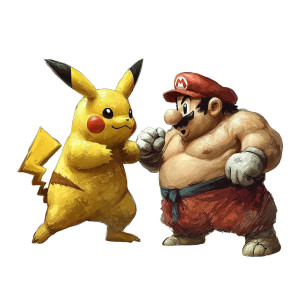 Pikachu Vs Mario Sumo Vinyl Car Decal Sticker – Waterproof & UV-Resistant 8"