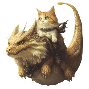 Cat Riding Dragon Vinyl Car Decal Sticker – Waterproof & UV-Resistant 8"