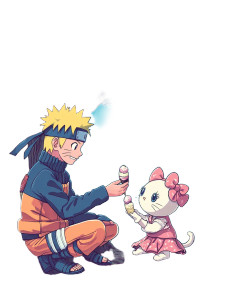 Naruto And Hello Kitty Vinyl Car Decal Sticker – Waterproof & UV-Resistant 8"