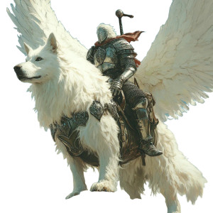 Armored Winged Dog Vinyl Car Decal Sticker – Waterproof & UV-Resistant 8"