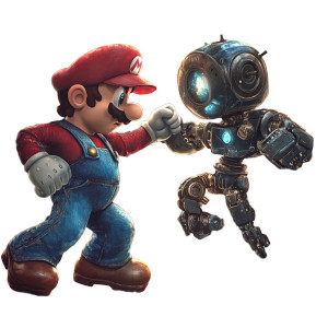 Mario Vs Astrobot Vinyl Car Decal Sticker – Waterproof & UV-Resistant 8"