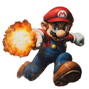 Angry Mario Fireball Vinyl Car Decal Sticker – Waterproof & UV-Resistant 8"