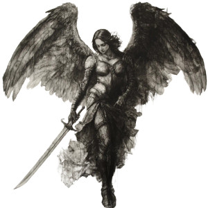 Angel With Sword Vinyl Car Decal Sticker – Waterproof & UV-Resistant 8" Angel With Sword Vinyl Car Decal Sticker – Waterproof & UV-Resistant 8"