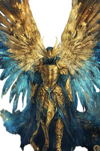 Golden Blue Archangel Vinyl Car Decal Sticker – Waterproof & UV-Resistant 8"