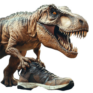 T-Rex With Shoe Vinyl Car Decal Sticker – Waterproof & UV-Resistant 8" T-Rex With Shoe Vinyl Car Decal Sticker – Waterproof & UV-Resistant 8"