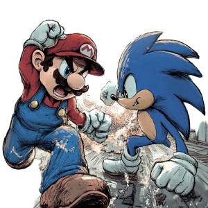 Mario Vs Sonic V2 Vinyl Car Decal Sticker – Waterproof & UV-Resistant 8"