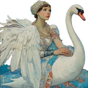 Swan Maiden Vinyl Car Decal Sticker – Waterproof & UV-Resistant 8"