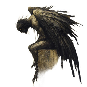 Fallen Winged Humanoid Vinyl Car Decal Sticker – Waterproof & UV-Resistant 8"