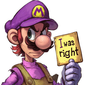 Waluigi Holding Sign Vinyl Car Decal Sticker – Waterproof & UV-Resistant 8"