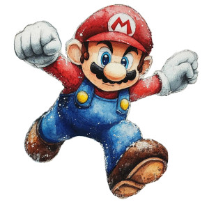 Watercolor Mario Vinyl Car Decal Sticker – Waterproof & UV-Resistant 8"