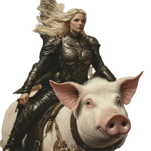 Valkyrie On Pig Vinyl Car Decal Sticker – Waterproof & UV-Resistant 8"