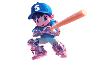 Cyber Baseball Boy Vinyl Car Decal Sticker – Waterproof & UV-Resistant 8"