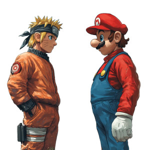 Naruto Vs Mario Vinyl Car Decal Sticker – Waterproof & UV-Resistant 8"