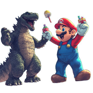 Mario & Godzilla Party Vinyl Car Decal Sticker – Waterproof & UV-Resistant 8"