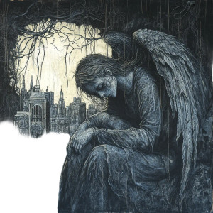 Decaying Angel Mural Vinyl Car Decal Sticker – Waterproof & UV-Resistant 8"