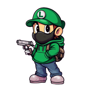 Cartoon Luigi Hoodie Vinyl Car Decal Sticker – Waterproof & UV-Resistant 8"