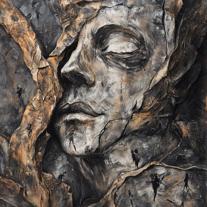 Surreal Fossil Tree Vinyl Car Decal Sticker – Waterproof & UV-Resistant 8"