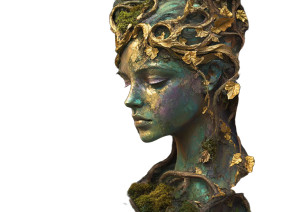 Moss-Covered Statue Vinyl Car Decal Sticker – Waterproof & UV-Resistant 8"