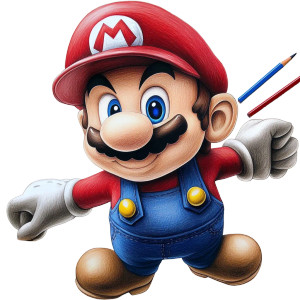 Colored Pencil Mario Vinyl Car Decal Sticker – Waterproof & UV-Resistant 8"