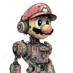 Robotic Mario Vinyl Car Decal Sticker – Waterproof & UV-Resistant 8"