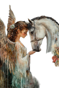 Ethereal Angel & Horse Vinyl Car Decal Sticker – Waterproof & UV-Resistant 8"