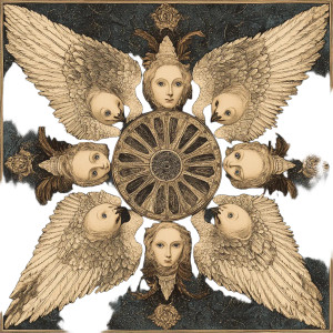 Four-Faced Angel Vinyl Car Decal Sticker – Waterproof & UV-Resistant 8"