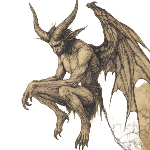 Gothic Winged Satyr Vinyl Car Decal Sticker – Waterproof & UV-Resistant 8"