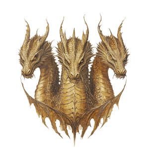 Golden Three-Headed Dragon Vinyl Car Decal Sticker – Waterproof & UV-Resistant 8"