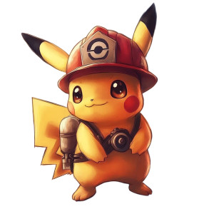 Firefighter Pikachu Vinyl Car Decal Sticker – Waterproof & UV-Resistant 8"