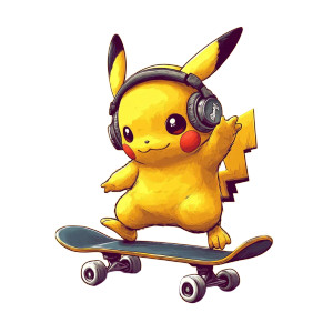 Skateboarding Pikachu Vinyl Car Decal Sticker – Waterproof & UV-Resistant 8"