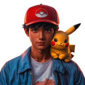 Satoshi With Pikachu Vinyl Car Decal Sticker – Waterproof & UV-Resistant 8"