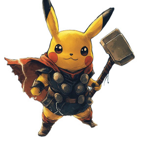 Pikachu As Thor Vinyl Car Decal Sticker – Waterproof & UV-Resistant 8"